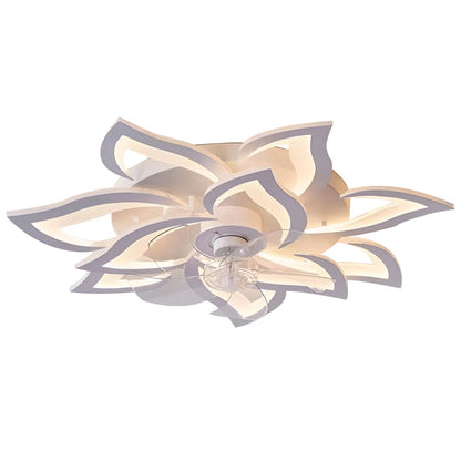 Takfläktlampa med blommig LED-design