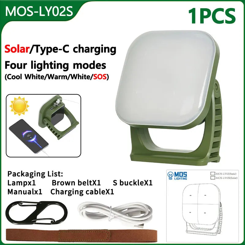 80W LED Solarbatteriladdad campinglampa med magnet och zoomfunktion