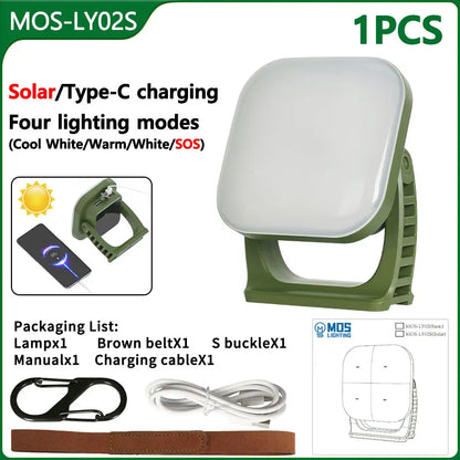 80W LED Solarbatteriladdad campinglampa med magnet och zoomfunktion