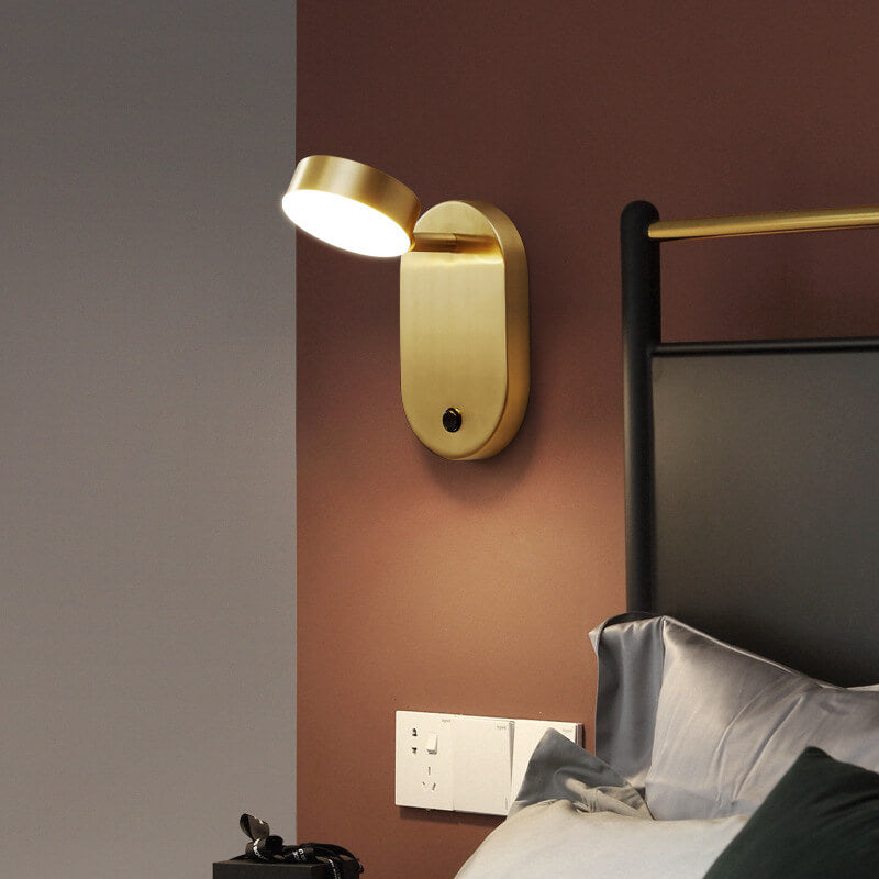 Modern minimalistisk cylindrisk LED-vägglampa med koppar