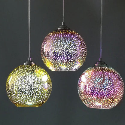 Innovativ 3D Färgglad Fyrverkeriglas Hängande Lampa med 1 Ljuskälla