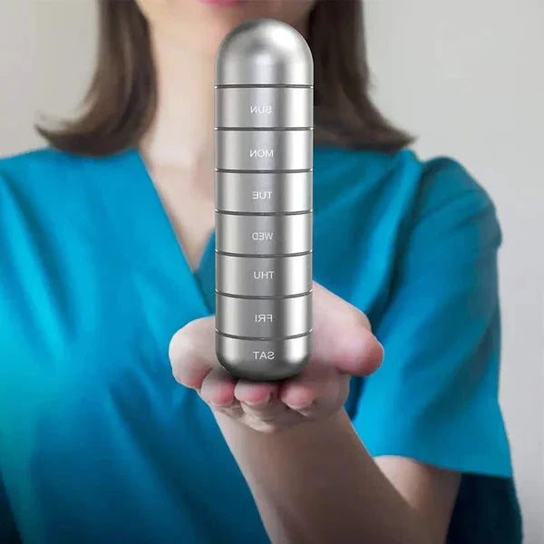 Luxora Aluminium 7 Dagar Bärbar Tablettorganisatör för Resa