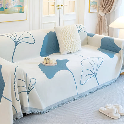 Pastoralstil Ginkgo Leaf Sofakuddöverdrag