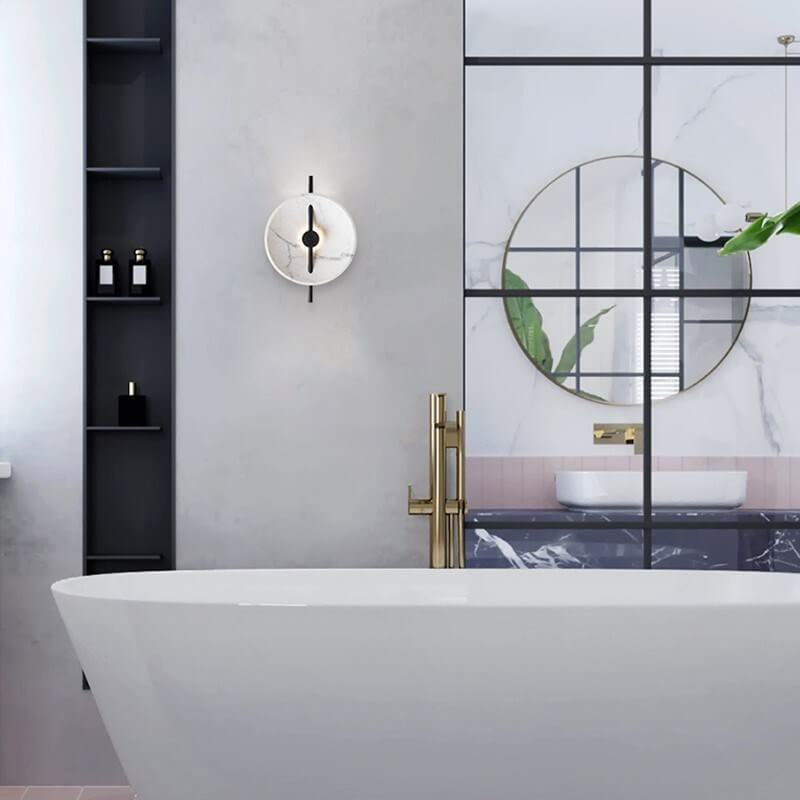 SOLARGARDEN Ronde LED-vägglampa i konstharp och marmor