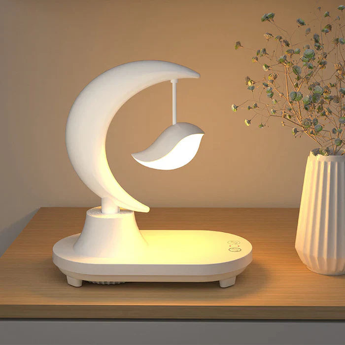 MoonBeam – Trådlös Moonlight-bordslampa med Bluetooth-högtalare och laddningsfunktion