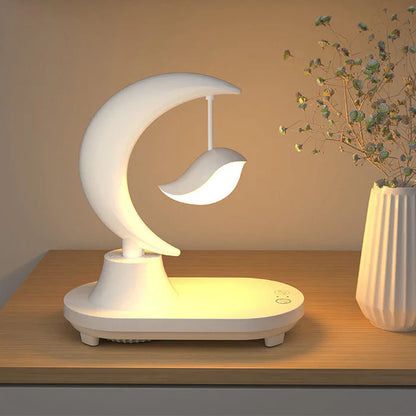 MoonBeam – Trådlös Moonlight-bordslampa med Bluetooth-högtalare och laddningsfunktion