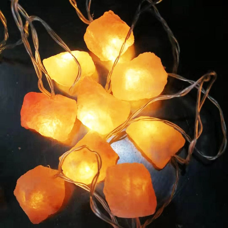 Royaleva Himalaya Salt String Lights - Portable Warm Amber Decor, Natural Crystal