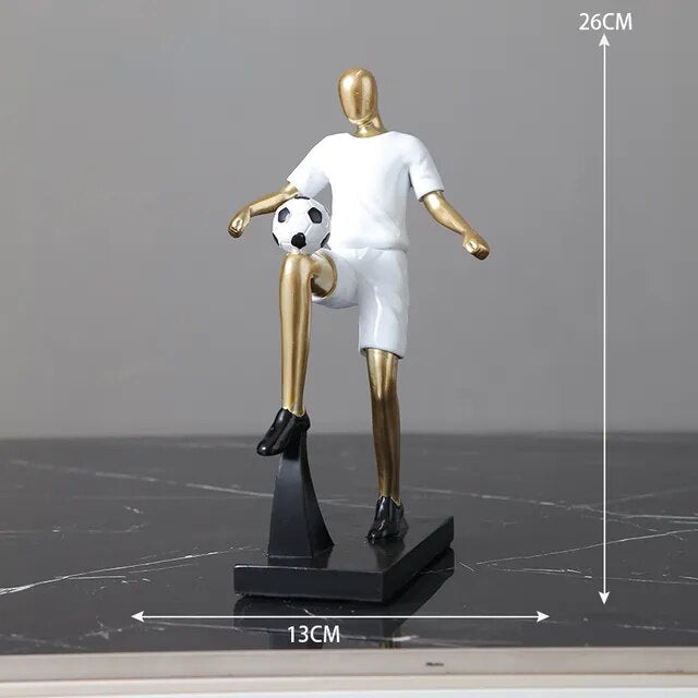 Abstract fotbollsspelare figur i unik heminredning och konstnärlighet