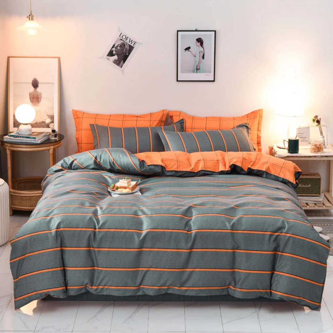 Duvet Cover Set Modern Randig Polyester Sängkläder