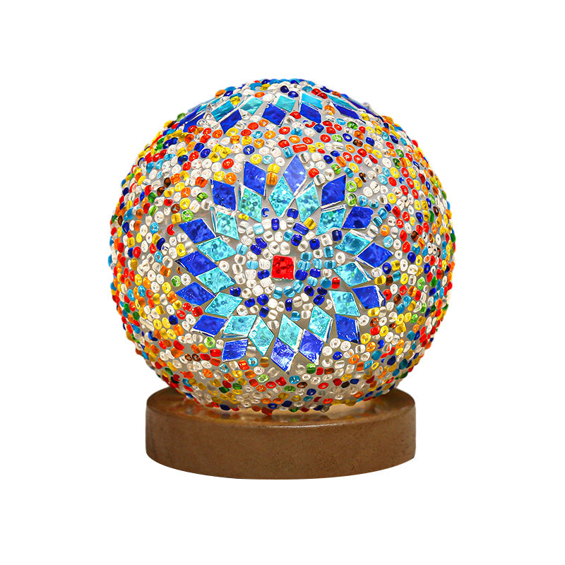GloedNest - Sferisk LED Dimbar Glas Bohemisk Barock Bordslampa Mosaik Nattljus 3.9