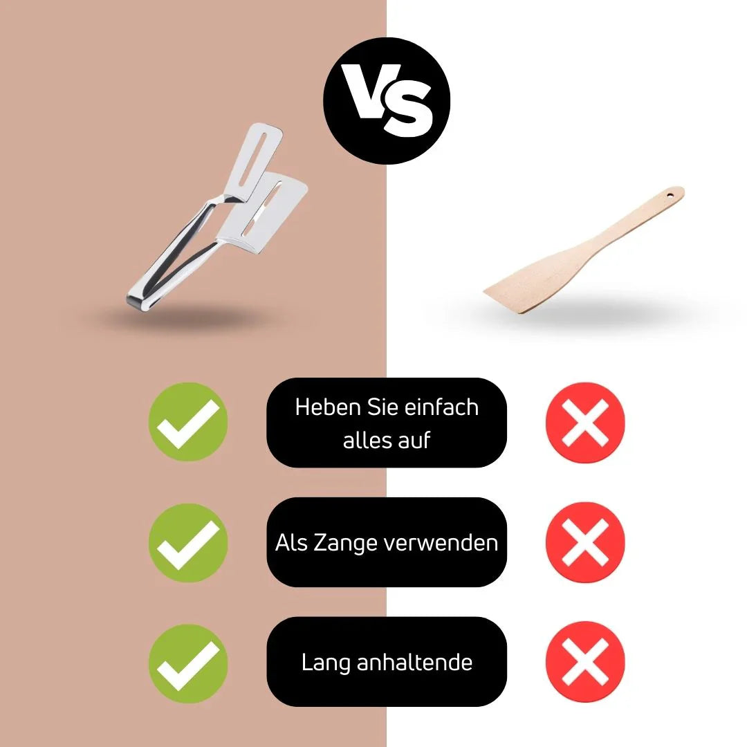 Dubbelsidig rostfri stålvändare med halkfritt handtag – Ideal för grillning och stekning