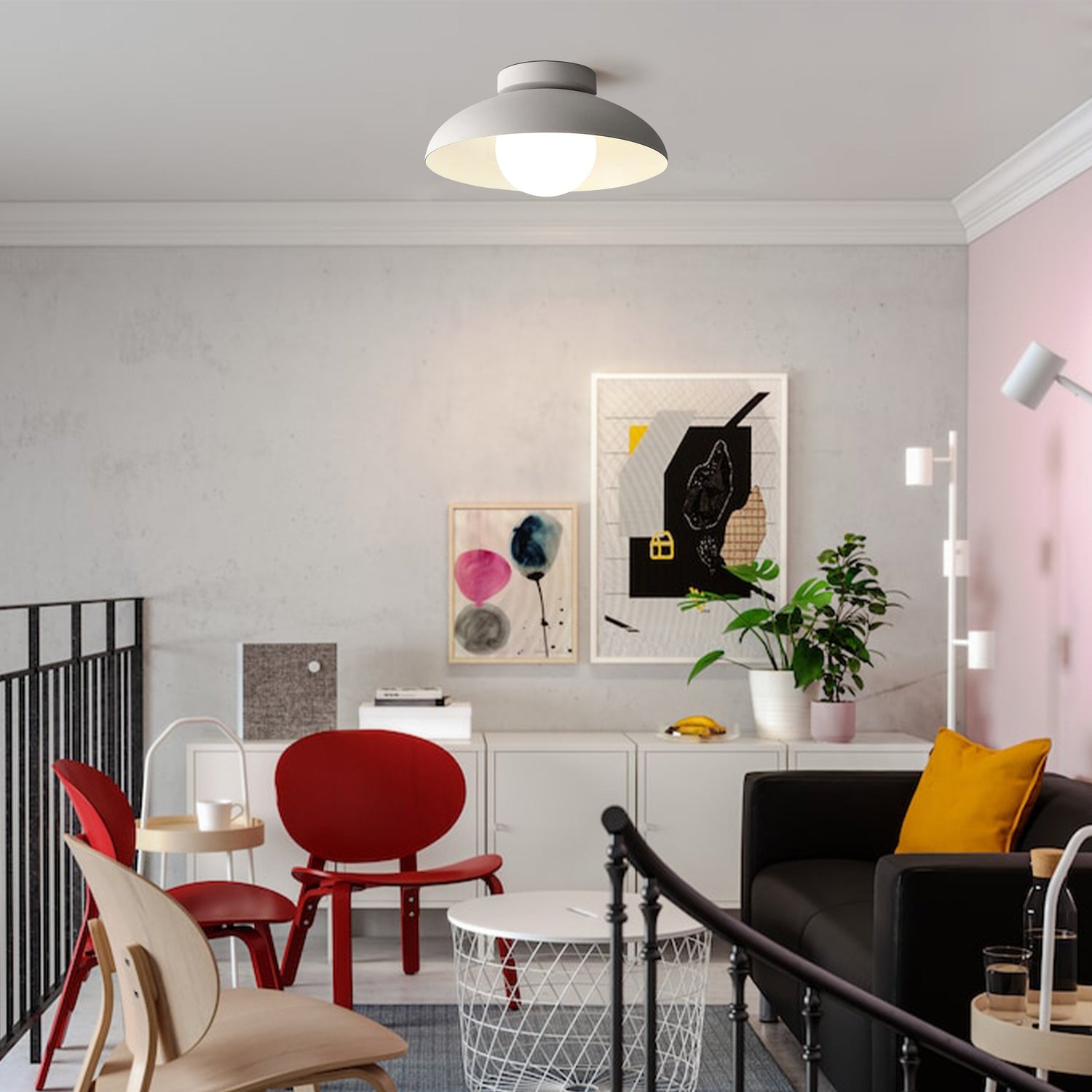 Modern Metallisk Semi-Flush Taklampa för Hallen