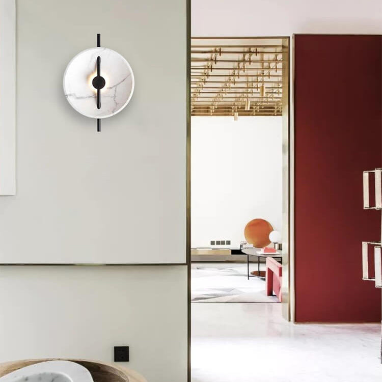 SOLARGARDEN Ronde LED-vägglampa i konstharp och marmor