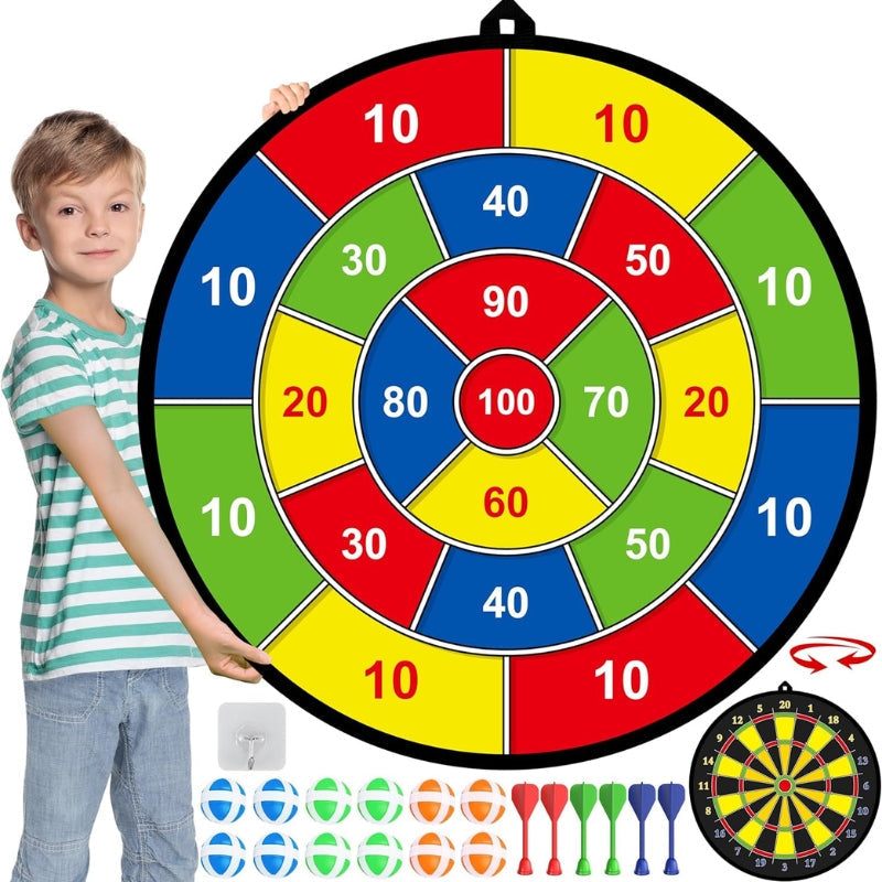 SkillDarts - Stor dubbelsidig darttavla för barn med klibbiga bollar och målspelet