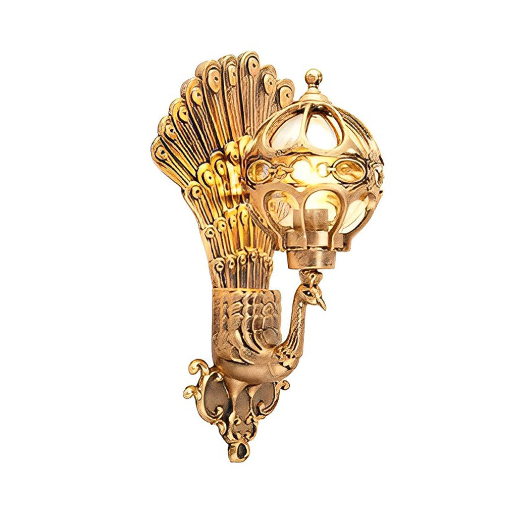Utomhusvägglampa med vintage påfågeldesign