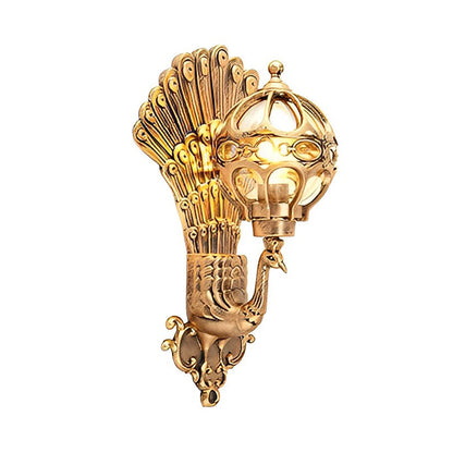 Utomhusvägglampa med vintage påfågeldesign