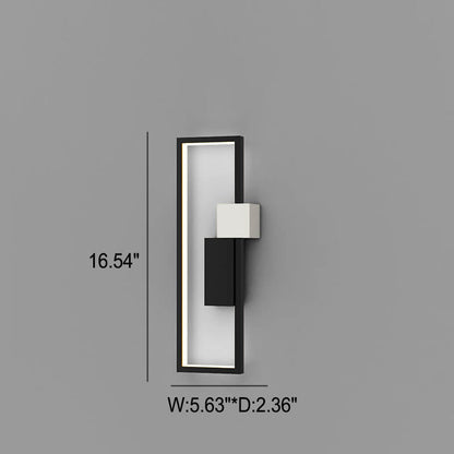 Minimalistisk fyrkantig LED-vägglampa med ram av järn och silikon