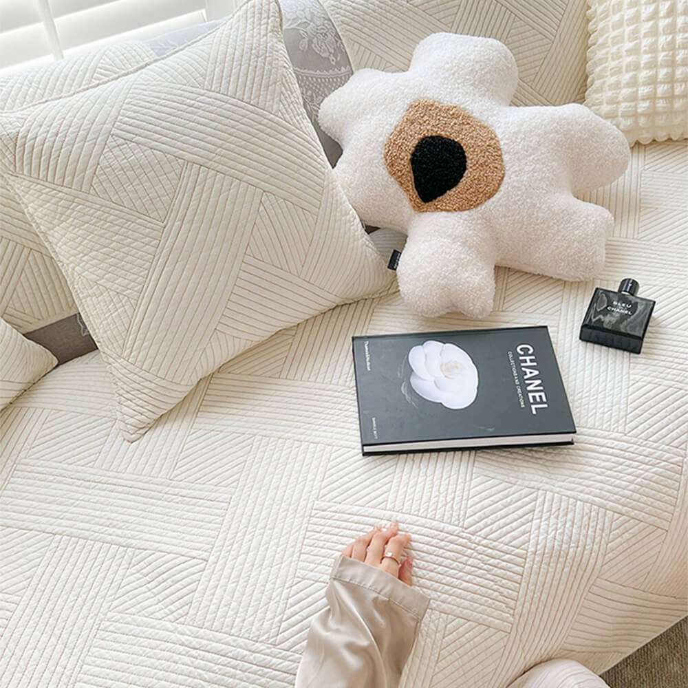 Minimalist All-Season Solid Cotton Geometric Sofföverdrag