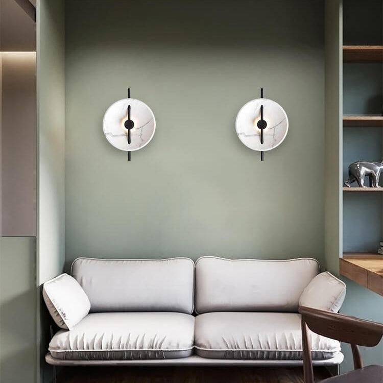 SOLARGARDEN Ronde LED-vägglampa i konstharp och marmor