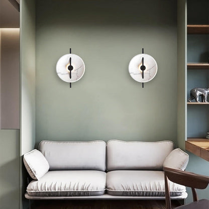 SOLARGARDEN Ronde LED-vägglampa i konstharp och marmor