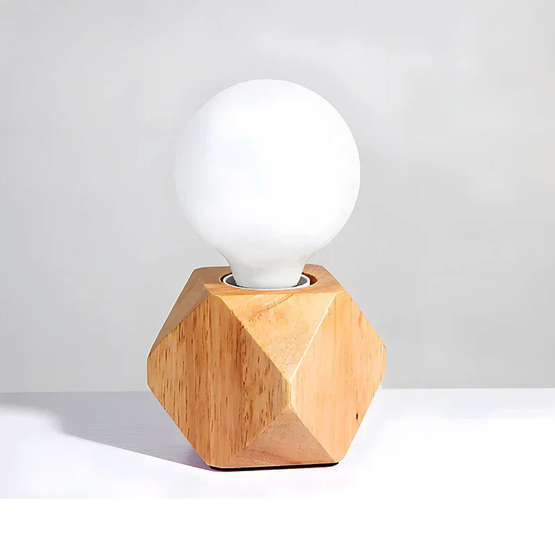 RustiGlow - Handgjord sänglampa i trä med en unik geometrisk design