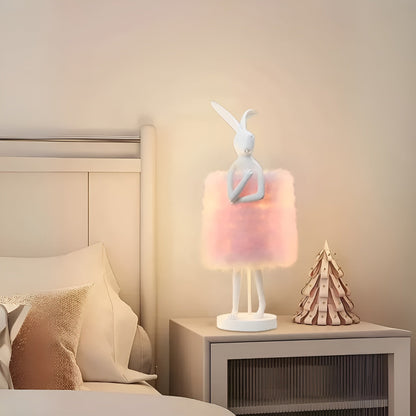 FluffRabbit Lampa - Elegant Kaninbordslampa med Fjäder