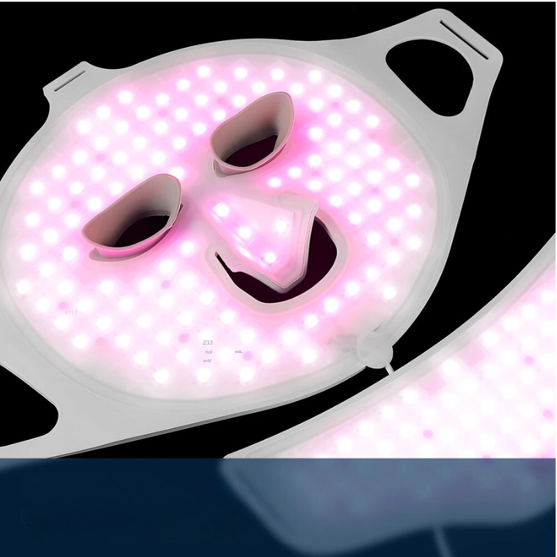 Carvallo-ljusterapi-mask Luminex 7 | 7-färgers ljus för ansikte & hals | 168 LEDs | Hudföryngring med silikonkomfort