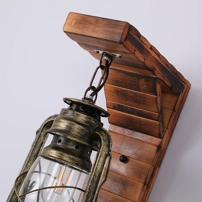 Alpine Retro Vägglampa, Brun, Vardagsrum, Metall Trä