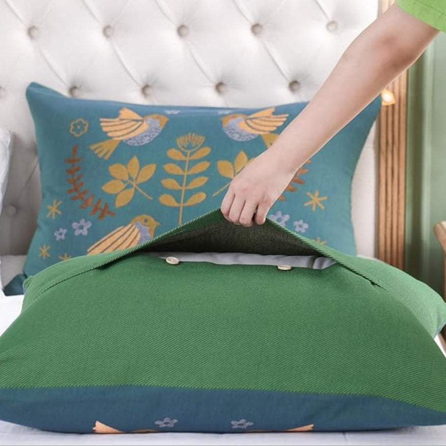 2st Bomullsgas Kuddöverdrag – Nordiska Fåglar Tryck, Mysiga & Stiliga