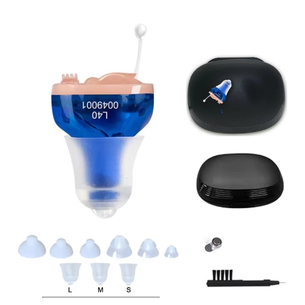 Uppladdningsbart osynligt hörhjälpmedel för vuxna