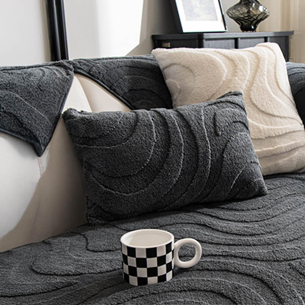 Varm Plush Curved Jacquard icke-glidande Soffa Skydde Täckning