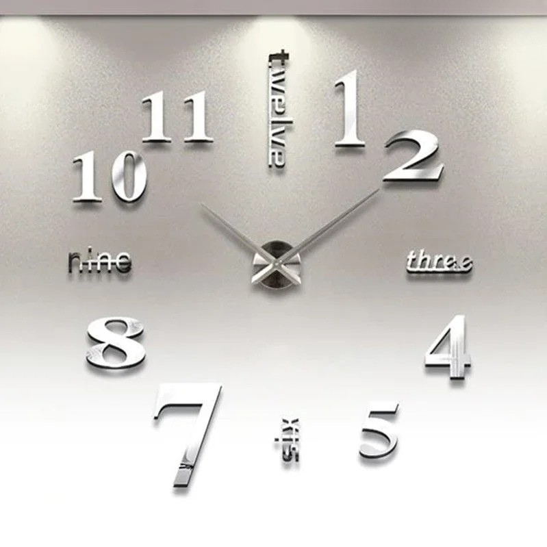 3D Spegel - Romerska Siffror DIY Väckarklocka för Modern Dekorering