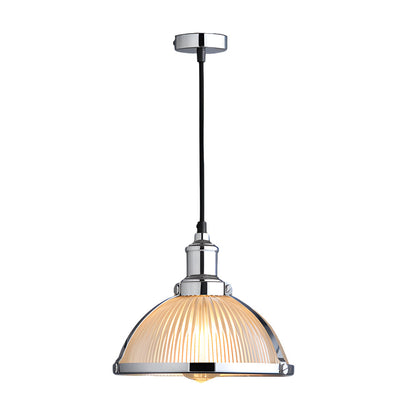 1-Ljus Retro Hänglampa med Randig Glasöverkappa