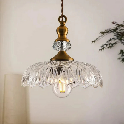 Aelius – Retro Glas Hänglampa (Ø24 cm) med metalldetaljer för matrum &amp; kök