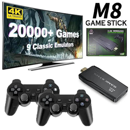 HDMI 4K TV Spel Stick Konsol | 64GB med över 20 000 Retro Spel &amp; 2 Trådlösa Gamepads