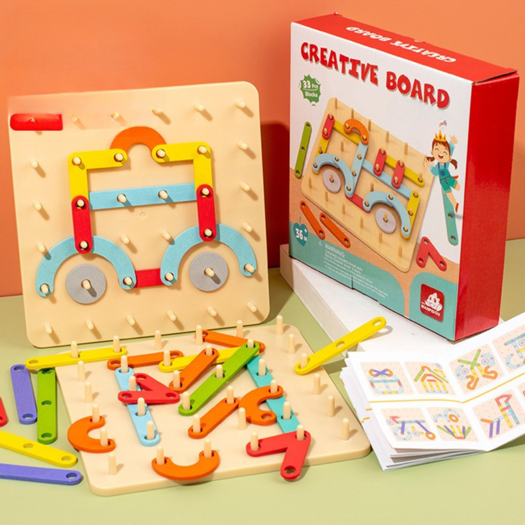 Kreativ Montessori trä nagel pussel leksak