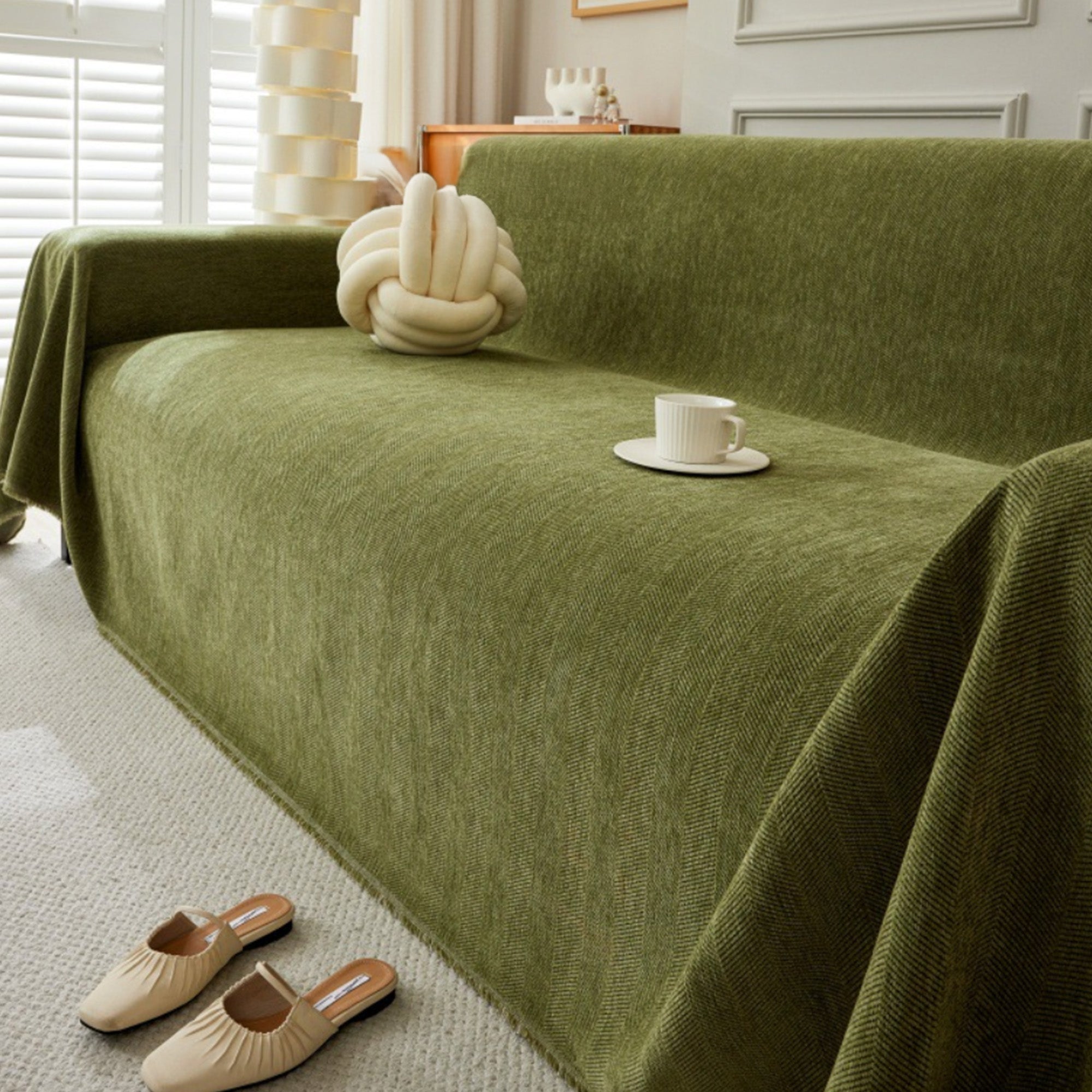 Hållbar husdjursvänlig herringbone sofföverdrag - Modern, stiligt och hållbart soffskydd