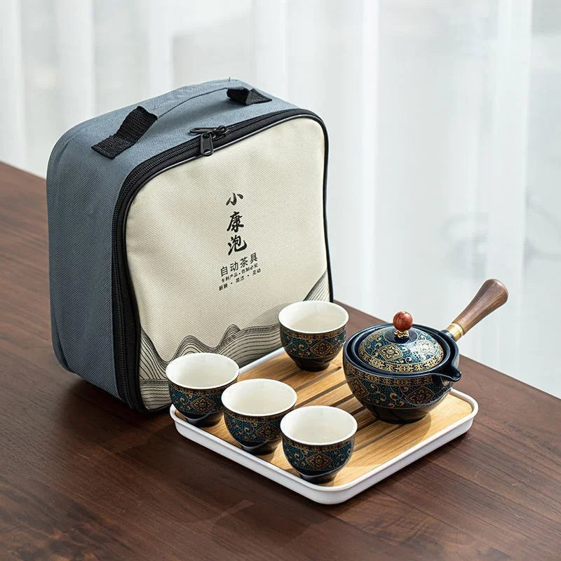 Keramisk japansk roterande tekanna premiumset
