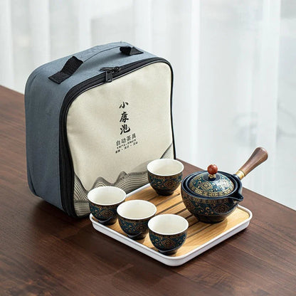 Keramisk japansk roterande tekanna premiumset