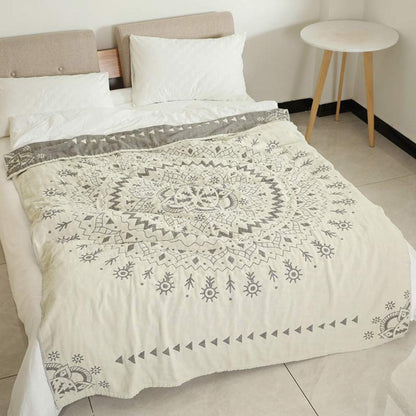 Mandala Art Mönster Vändbar Bomullsfilt