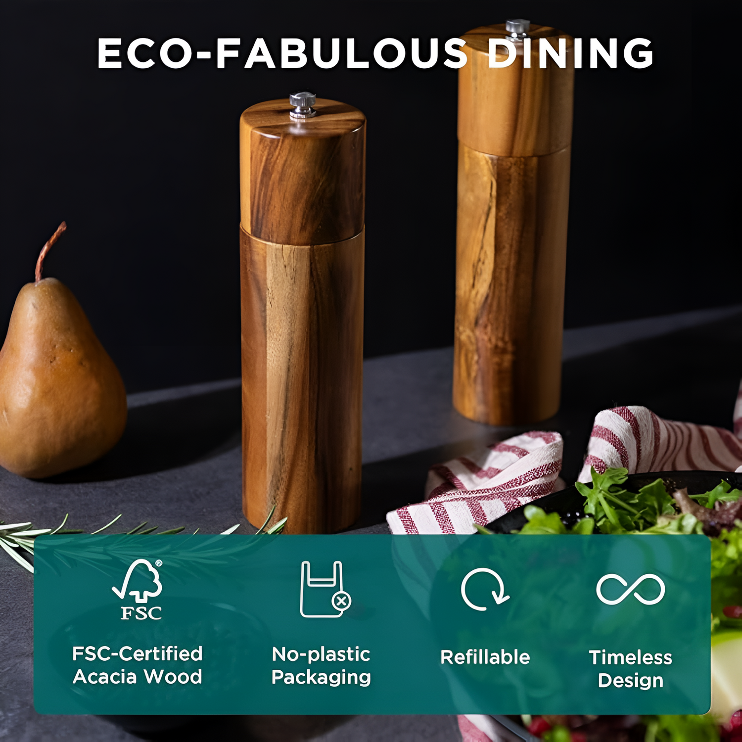 Minimalist Wooden Spice Mills