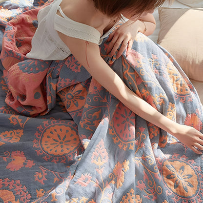 Rustik blomster bomull vändbar filt