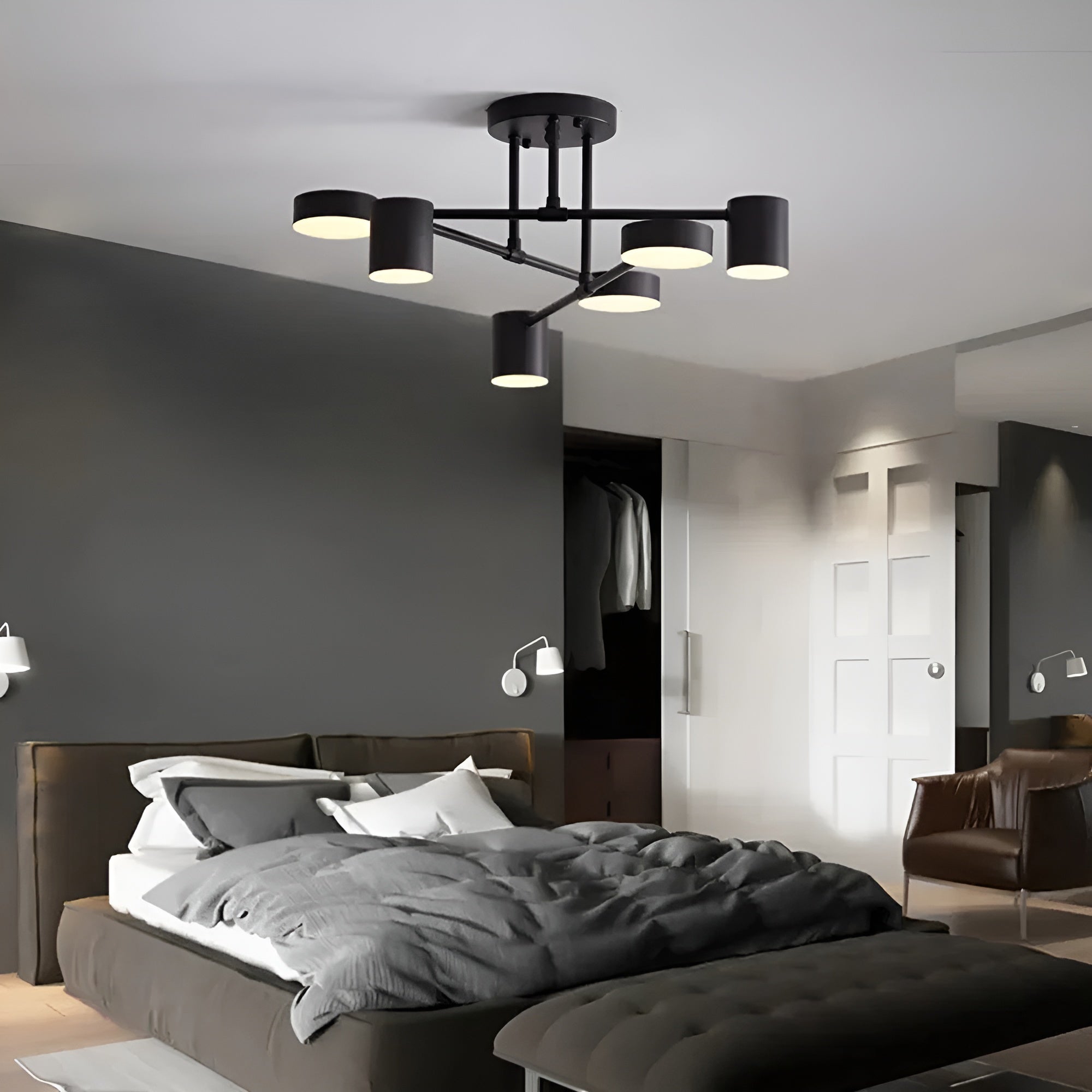 LED-taklampa med 6 armar – Modernt design &amp; Ljust ljus | Perfekt för bostadsutrymmen