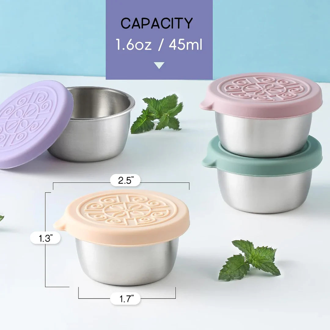 Tätt förslutningsbara rostfria såsskålar (6-pack)