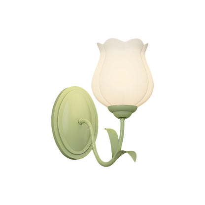 1/2-Ljuskronor Blomster Glas Tre-Stegs Dimbar Grön Vägglampa