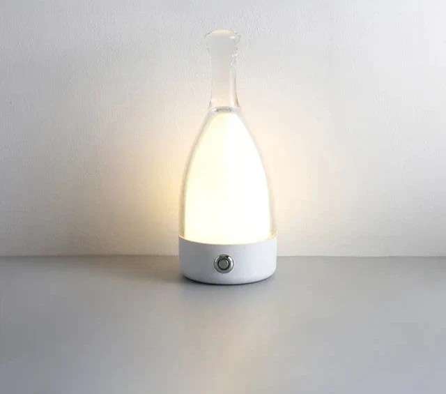 LuxeGlow - Modern Glas Bordslampa med Dimbar LED Belysning