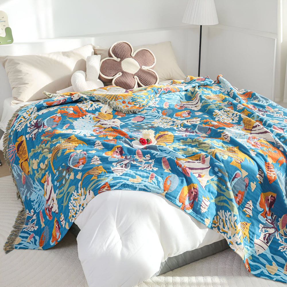 Underwater Coral Bomullspläd