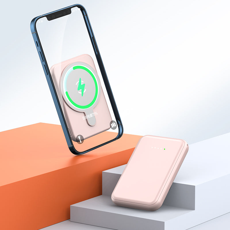 Carvallo Magnetisk Powerbank 5000 mAh | Kompatibel med iPhones | USB-utgång 5 V/2,1 A | Kompakt &amp; Stilig