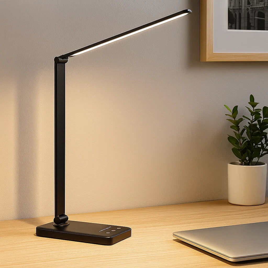 Skrivbordslampa med justerbar LED och USB-laddning