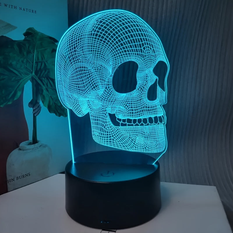 SkullGlow - 3D LED Schedelformad Bordslampa med USB-Strömförsörjning